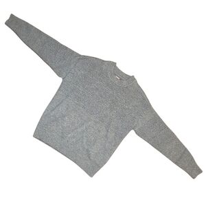 Classic Gray Crewneck Sweater for Men 100% Merino Wool Large